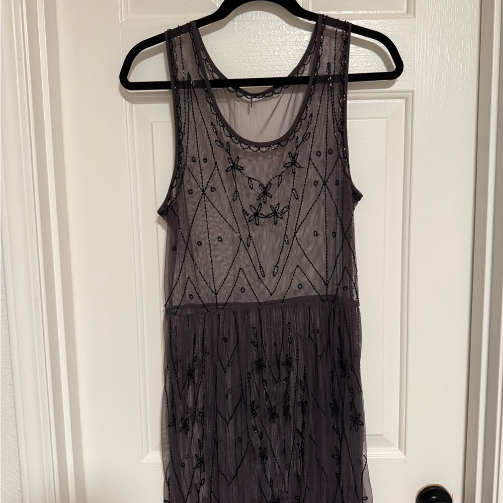 Free People Black Embroidered Midi Dress